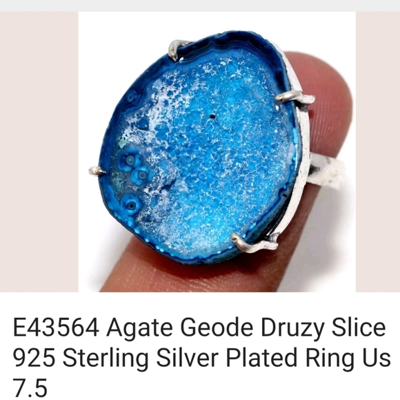 AGATE GEODE DRUSY DRUZY RING 7.5 - Picture 7 of 7